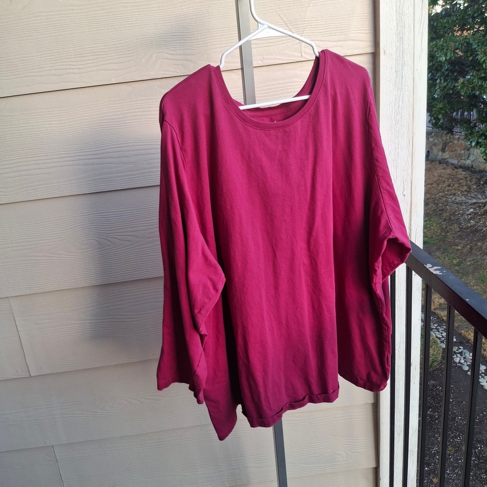 Woman‎ Within Pink Long Sleeve Crew Neck T-Shirt Plus Size 4X 34/36